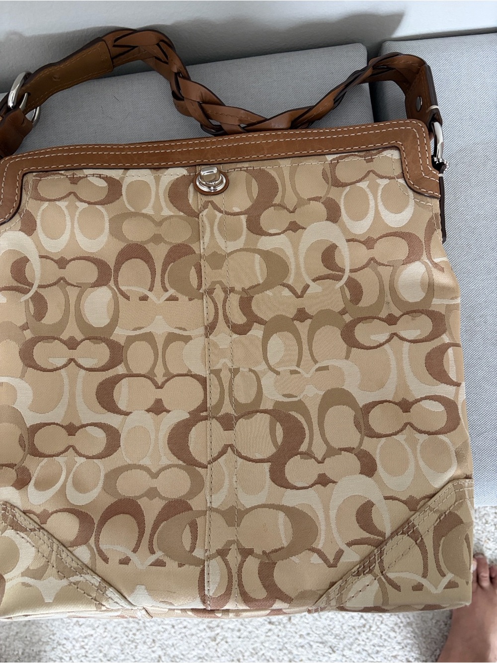 Coach Khaki Interior with Tan Leather Creed Patch